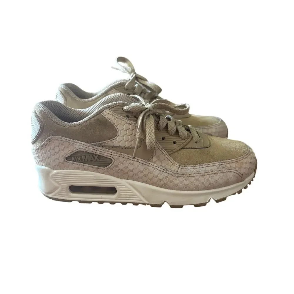 Nike Air Max 1 women 6 Tan Beige Suede Mesh White Midsole